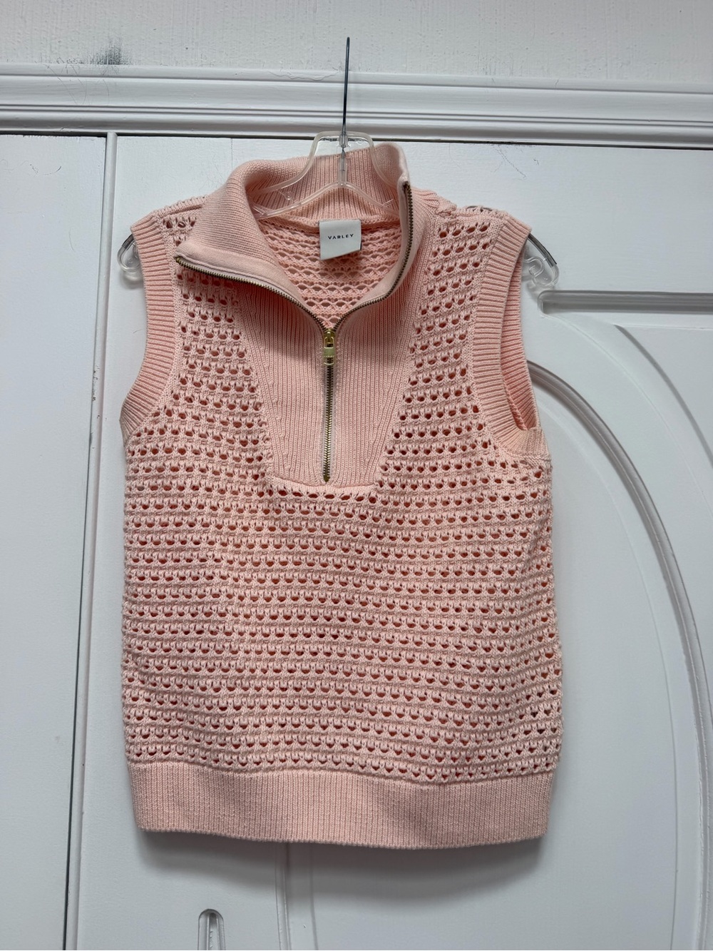 Varley Peachy Pink Sleeveless Knit Zip-Front Sweater Vest M